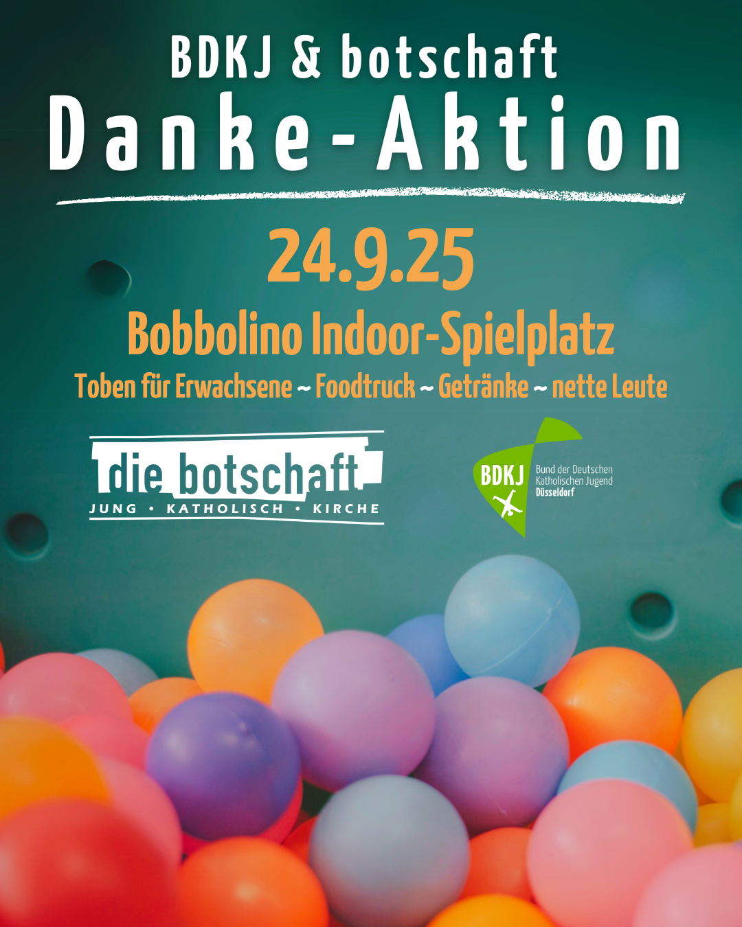 Danke-Aktion für Ehrenamtliche am 24.9.25 im Bobbolino-Indoorspielplatz von BDKJ und botschaft